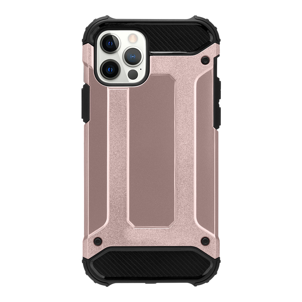 Telefoonhoesje geschikt voor iPhone 13 Mini - Metallic Armor Case - Rose Goud afbeelding