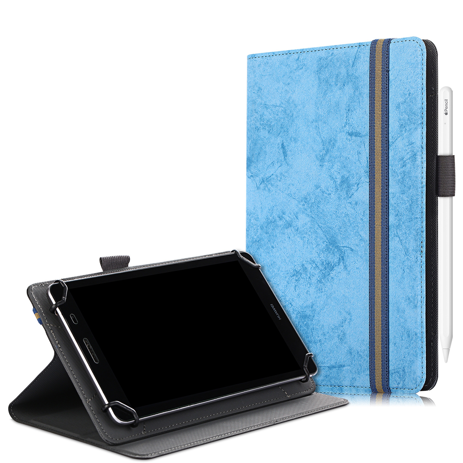 Universele 7/8 inch tablet hoes - Wallet Book Case - Licht Blauw afbeelding