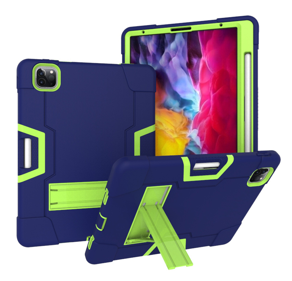 Tablet hoes geschikt voor iPad Pro 11 (2020) - Schokbestendige Back Cover - Hybrid Armor Case - Blauw/Groen afbeelding