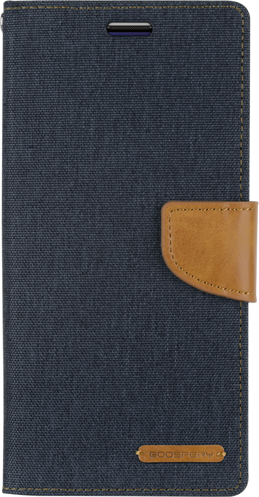 Hoesje geschikt voor iPhone 12 Pro Max - Mercury Canvas Diary Wallet Case - Hoesje met Pasjeshouder - Donker Blauw afbeelding