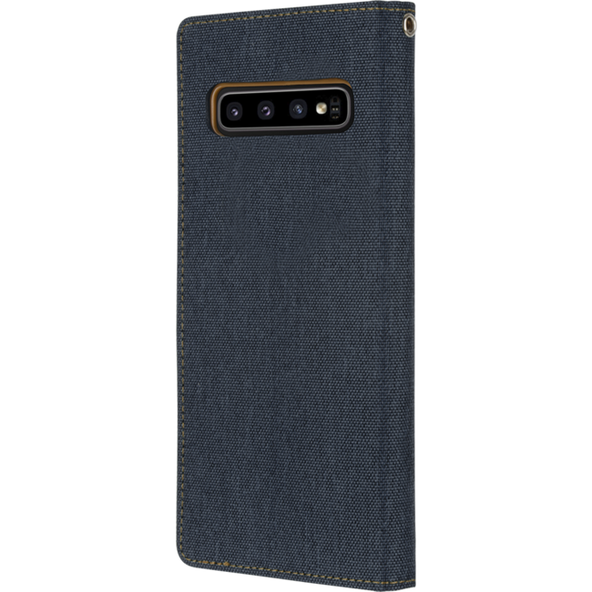 Hoesje geschikt voor iPhone 12 Pro Max - Mercury Canvas Diary Wallet Case - Hoesje met Pasjeshouder - Donker Blauw