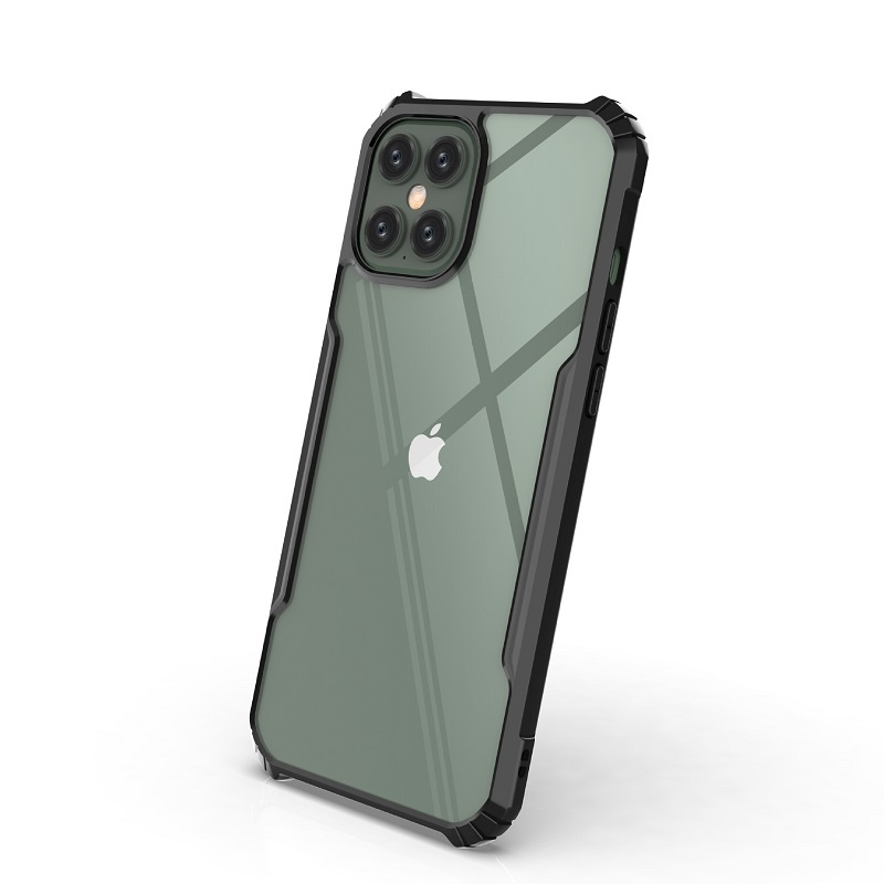 Hoesje geschikt voor Apple iPhone 12 Mini - Super Protect Slim Bumper - Back Cover - Zwart/Transparant afbeelding