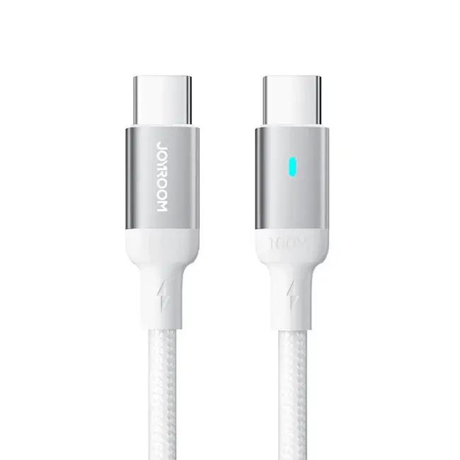 Joyroom - Light-speed Series - USB-C naar USB-C kabel - Nylon - 100W - 1,2 Meter - Wit