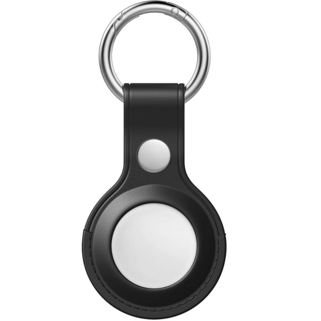 Case2go - PU lederen Hoesje geschikt voor AirTag - Hanger geschikt voor Airtag - Zwart