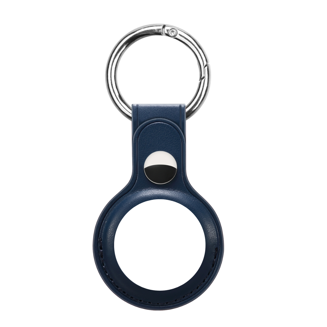 Case2go - PU lederen Hoesje geschikt voor Apple AirTag - Hanger geschikt voor Airtag - Hoesje geschikt voor Apple Airtag - Donker Blauw afbeelding
