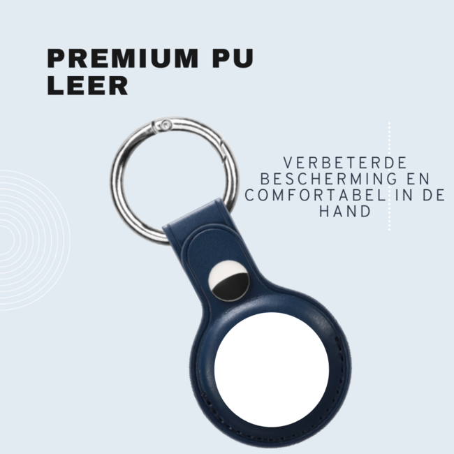 Case2go  -  PU lederen Hoesje geschikt voor Apple AirTag  -  Hanger geschikt voor Airtag  -  Hoesje geschikt voor Apple Airtag  - airtag-sleutelhanger - airtag case - airtag houder - air tag hoesje - air tag -  Donker Blauw