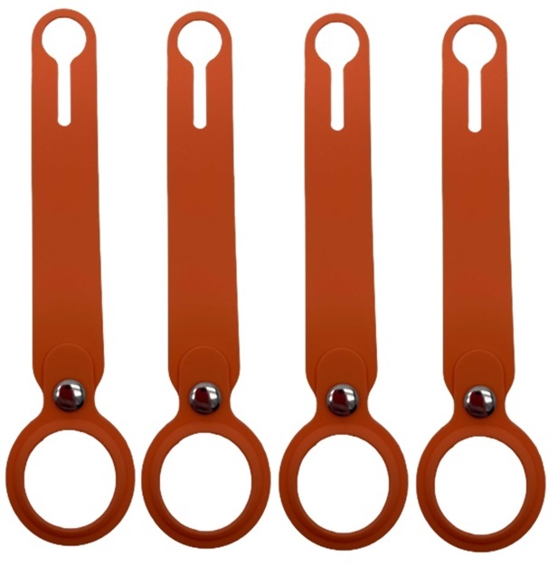 4-Pack Case2go - Hoesje geschikt voor Apple AirTag - Sleutelhanger - Hanger voor Airtag - Oranje afbeelding