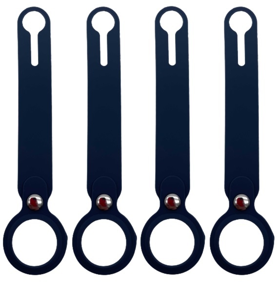 4-Pack Case2go - Hoesje geschikt voor AirTag - Sleutelhanger - Hanger voor Airtag - Donker Blauw afbeelding