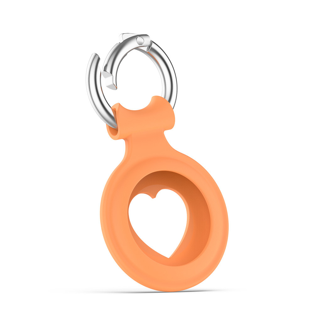 Case2go - Siliconen hoesje geschikt voor Apple AirTag - Hanger met Hartje - hoesje geschikt voor Apple Airtag - Oranje afbeelding