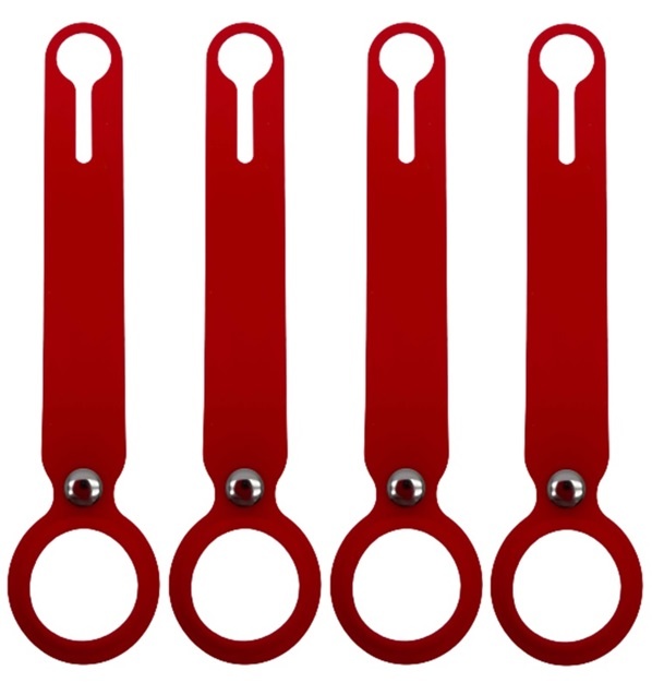 4-Pack Case2go - Hoesje geschikt voor Apple AirTag - Sleutelhanger - Hanger voor Airtag - Rood afbeelding