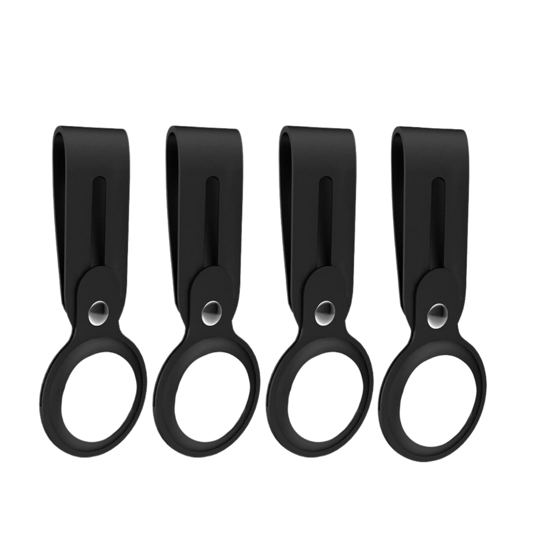 4-Pack Case2go - Hoesje geschikt voor Apple AirTag - Sleutelhanger - Hanger voor Airtag - Zwart afbeelding