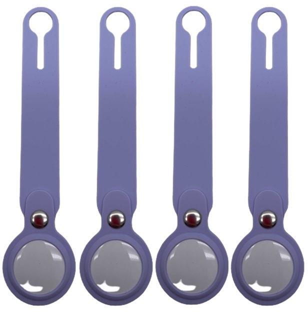 4-Pack Case2go - Hoesje geschikt voor Apple AirTag - Sleutelhanger - Hanger voor Airtag - Paars afbeelding
