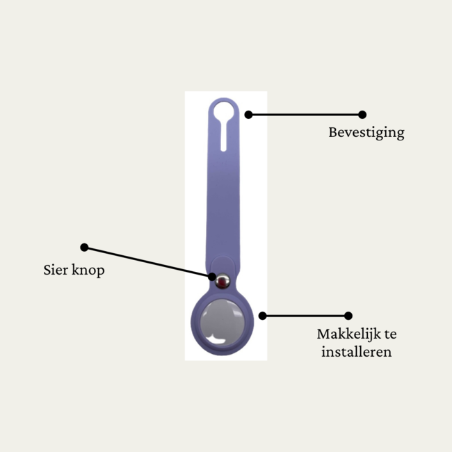 4-Pack Case2go - Hoesje geschikt voor Apple Airtag en Airtag 2 - Sleutelhanger - Hanger voor Airtag - Paars