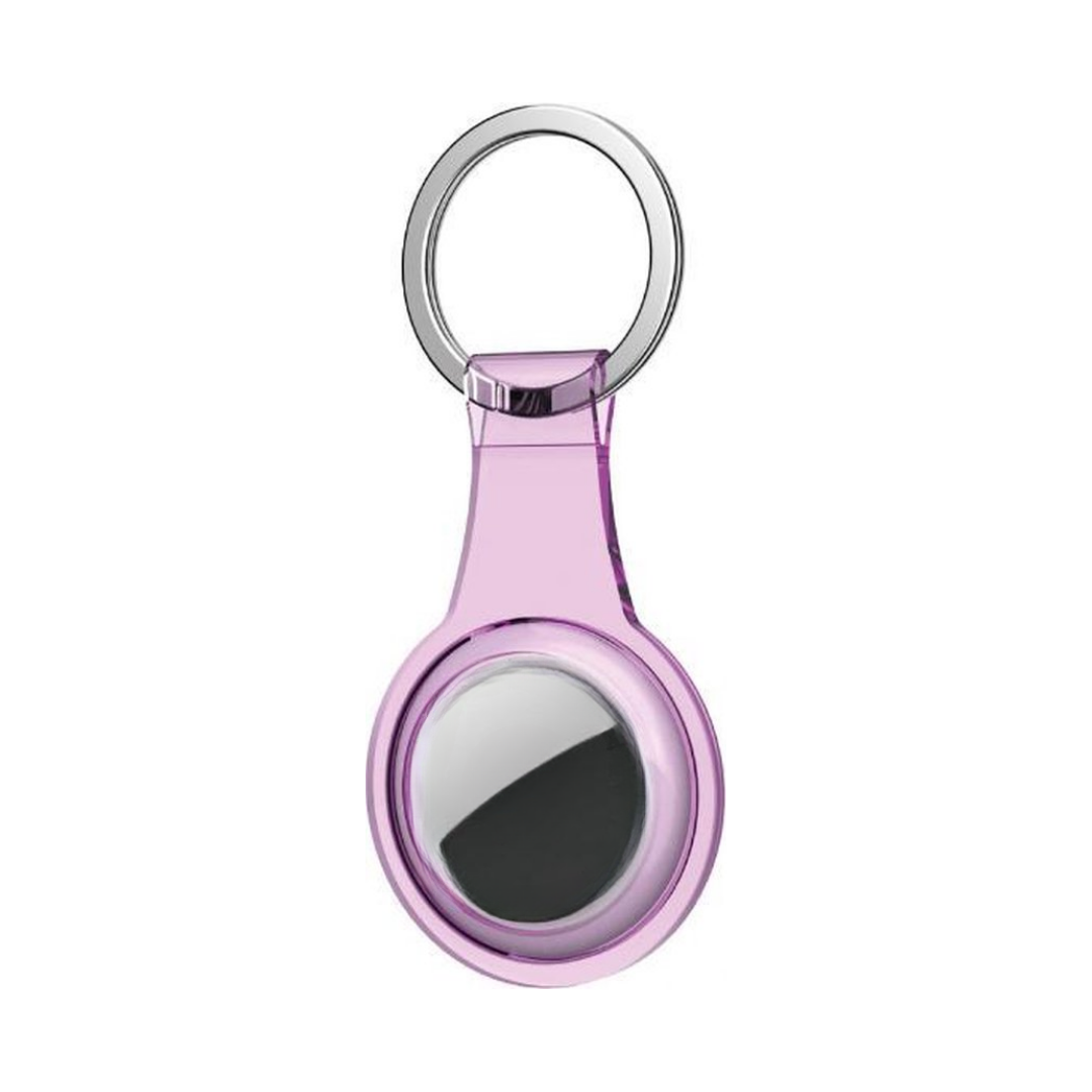 Case2go - Hoesje geschikt voor Apple Airtag - Airtag-sleutelhanger - Siliconen case geschikt voor Airtag -Transparant Roze afbeelding