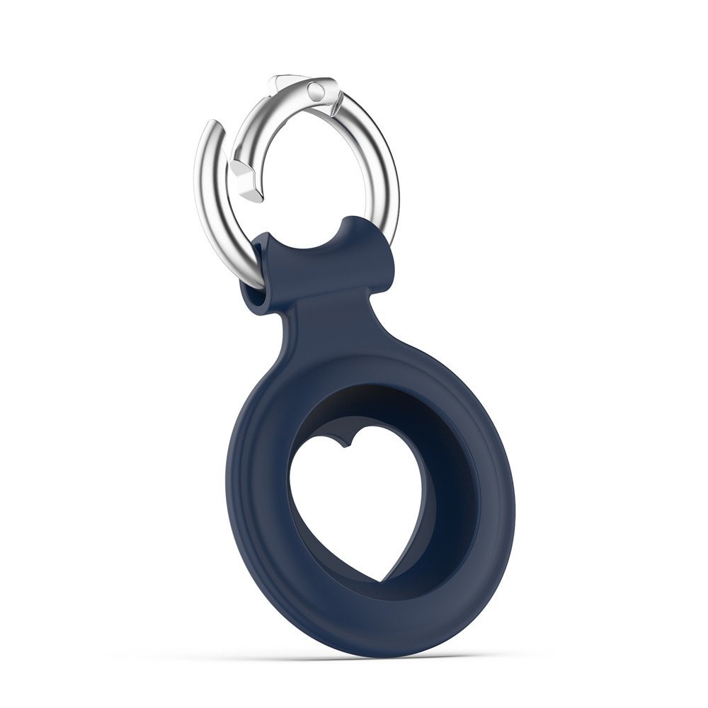 Case2go - Siliconen hoesje geschikt voor Apple AirTag - Hanger met Hartje - hoesje geschikt voor Apple Airtag - Donker Blauw afbeelding