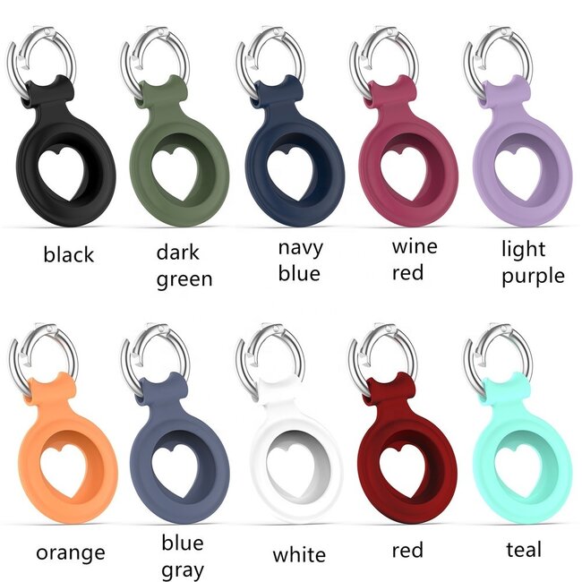 Case2go  -  Siliconen hoesje geschikt voor Apple AirTag  -  Hanger met Hartje  -  hoesje geschikt voor Apple Airtag  - airtag-sleutelhanger - airtag case - airtag houder - air tag hoesje - air tag -  Wit