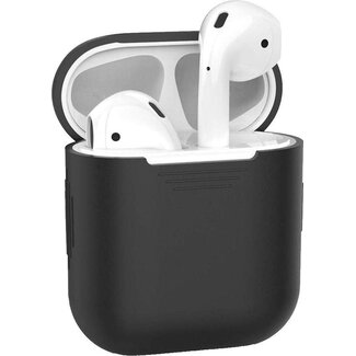 Case2go Case2go - Hoesje geschikt voor Apple Airpods - Siliconen Case voor Airpods 1 en Airpods 2 -  Zwart