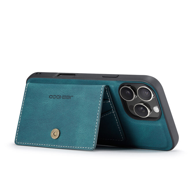 CaseMe - Telefoonhoesje geschikt voor Apple iPhone 16 Pro - Back Cover - Met Magnetische Pasjeshouder - Blauw