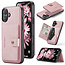 CaseMe - Telefoonhoesje geschikt voor Apple iPhone 16 - Back Cover - Met Magnetische Pasjeshouder - Roze