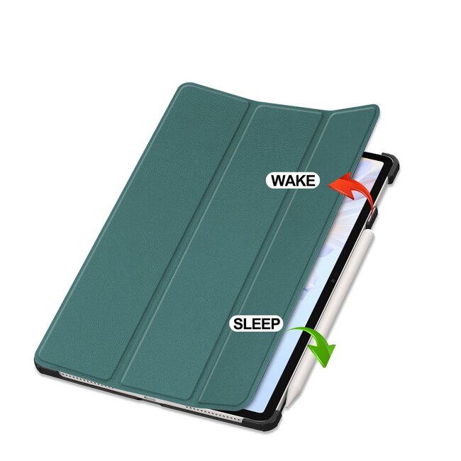 Case2go - Tablet hoes geschikt voor Honor Pad V9 - 11.5 Inch - Tri-Fold Book Case - Auto Wake/Sleep functie - Donker Groen