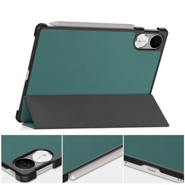 Case2go - Tablet hoes geschikt voor Honor Pad V9 - 11.5 Inch - Tri-Fold Book Case - Auto Wake/Sleep functie - Donker Groen