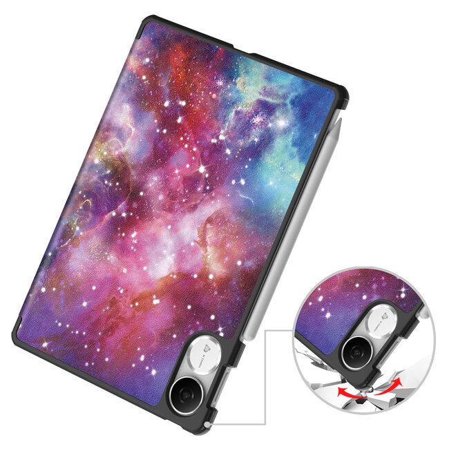 Case2go - Tablet hoes geschikt voor Honor Pad V9 - 11.5 Inch - Tri-Fold Book Case - Auto Wake/Sleep functie - Galaxy