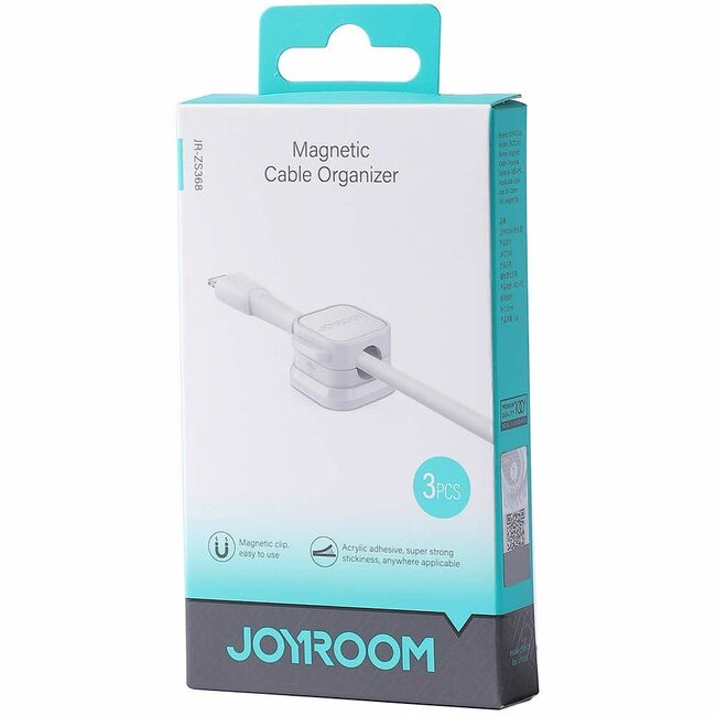 Joyroom - Magnetische kabel organiser - Zelfklevend met Magnetische sluiting - Kabel Management - Kabel organizer - kabel organiser bureau - Kabelclips zelfklevend - 3 Stuks - Wit