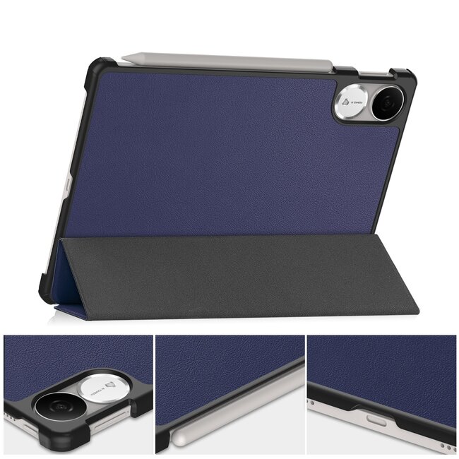 Case2go - Tablet hoes geschikt voor Honor Pad V9 - 11.5 Inch - Tri-Fold Book Case - Auto Wake/Sleep functie - Donker Blauw