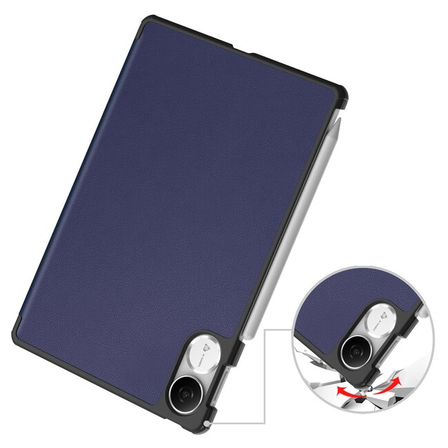 Case2go - Tablet hoes geschikt voor Honor Pad V9 - 11.5 Inch - Tri-Fold Book Case - Auto Wake/Sleep functie - Donker Blauw