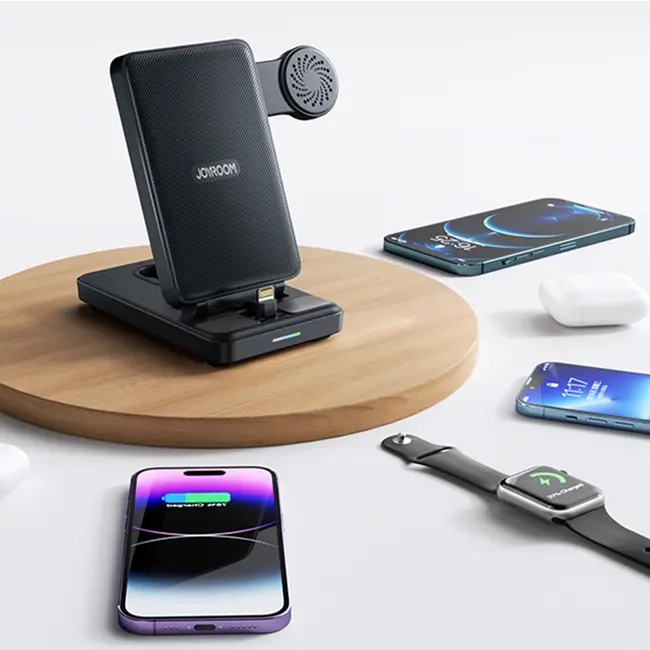 Joyroom - 4 in 1 Oplaad station station geschikt voor Apple iPhone / Apple Watch / Airpods - Oplaadstation iPhone - Oplaadstation Apple - Zwart