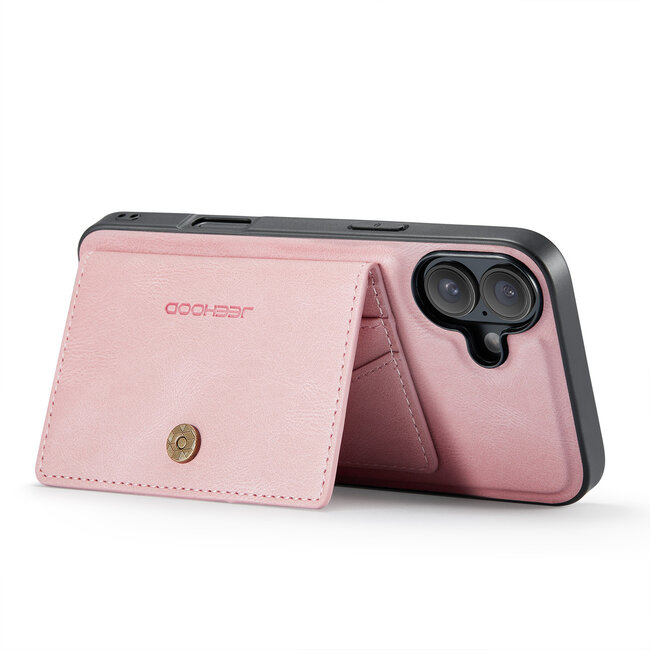 CaseMe - Telefoonhoesje geschikt voor Apple iPhone 16 Plus - Back Cover - Met Magnetische Pasjeshouder - Roze