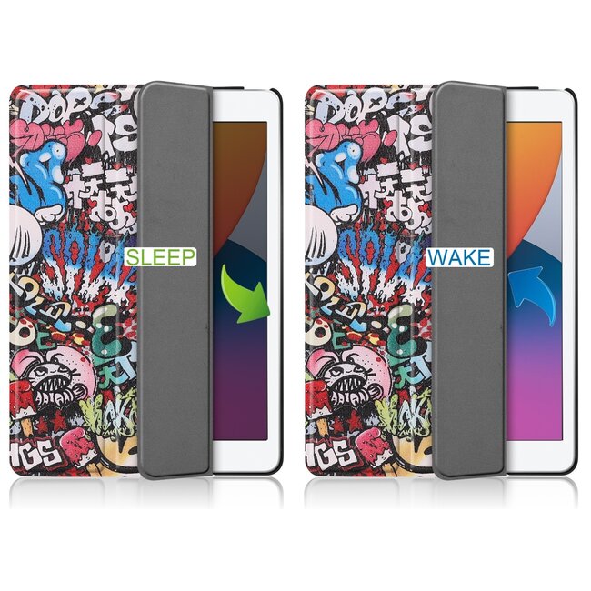 Hoozey - Tablet hoes geschikt voor Apple iPad 10.2 - 2021/2020/2019 - Book Case - Graffiti
