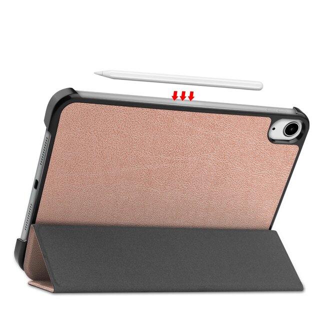 Tablet hoes geschikt voor Apple iPad Mini 7 (2024) - Tri-Fold Book Case - met Auto/Wake functie - Rosé-Goud