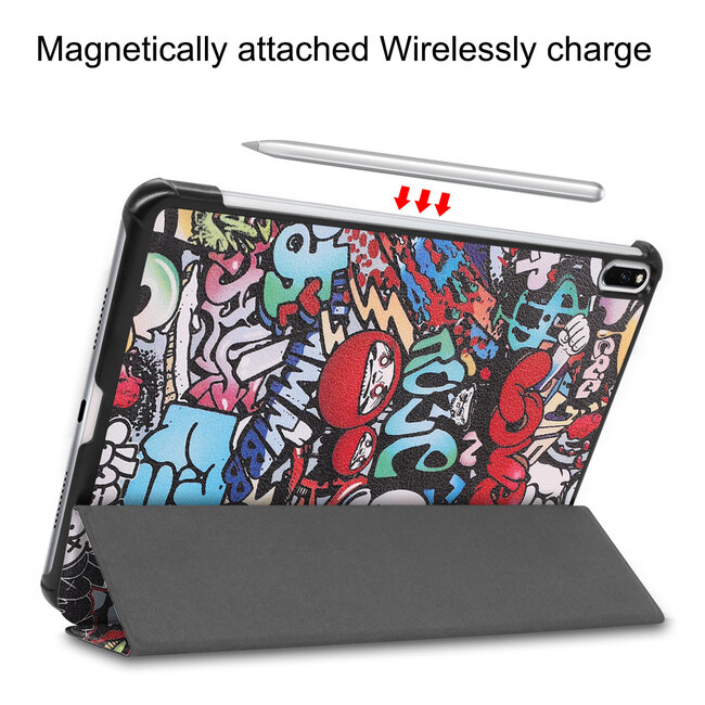 Tablet hoes geschikt voor Huawei MatePad Pro 10.8 (2021)- Tri-Fold Book Case - Graffiti
