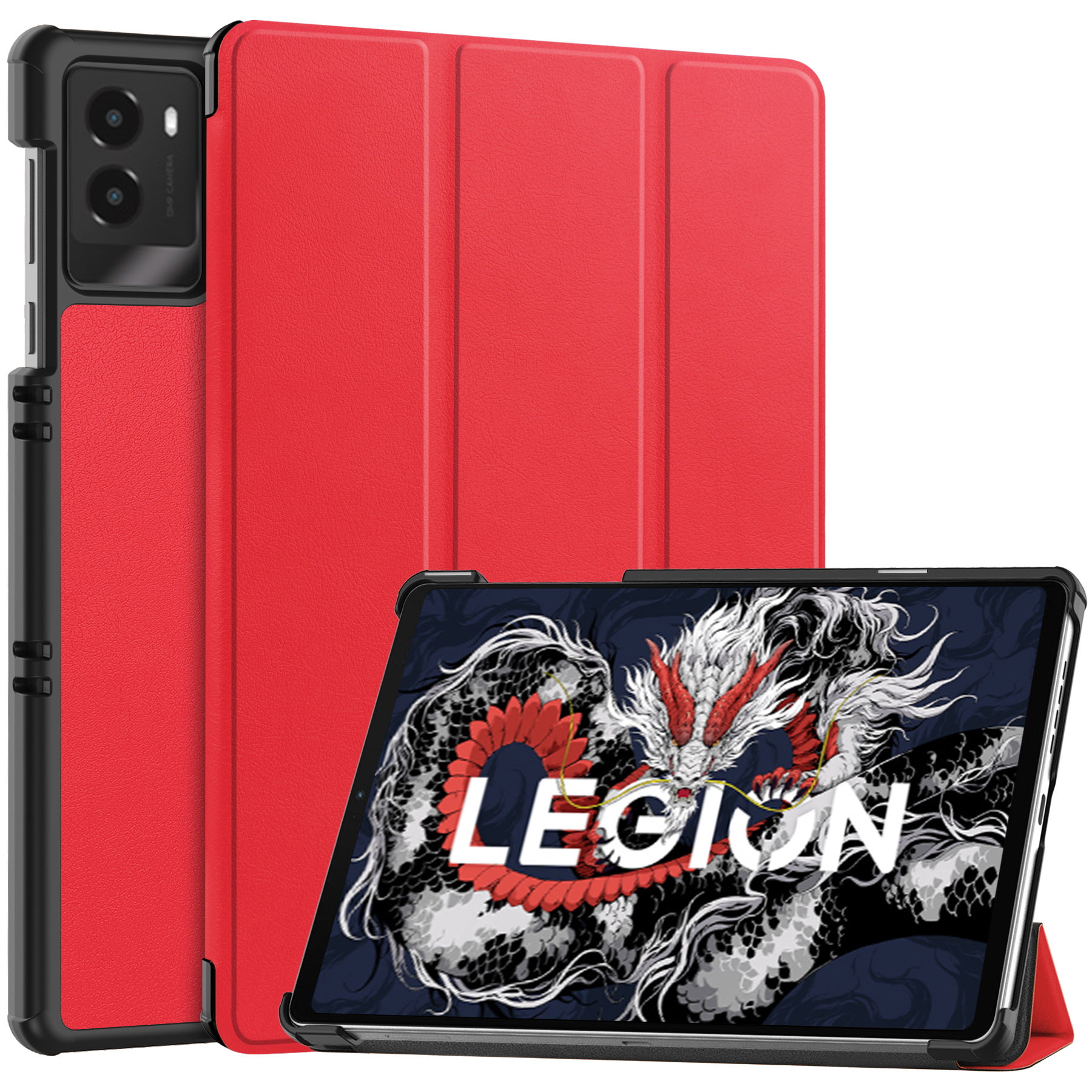 Case2go - Tablet hoes geschikt voor Lenovo Legion Y700 (2025) - 8.8 Inch - Tri-Fold Book Case - Auto Wake/Sleep functie - Rood afbeelding