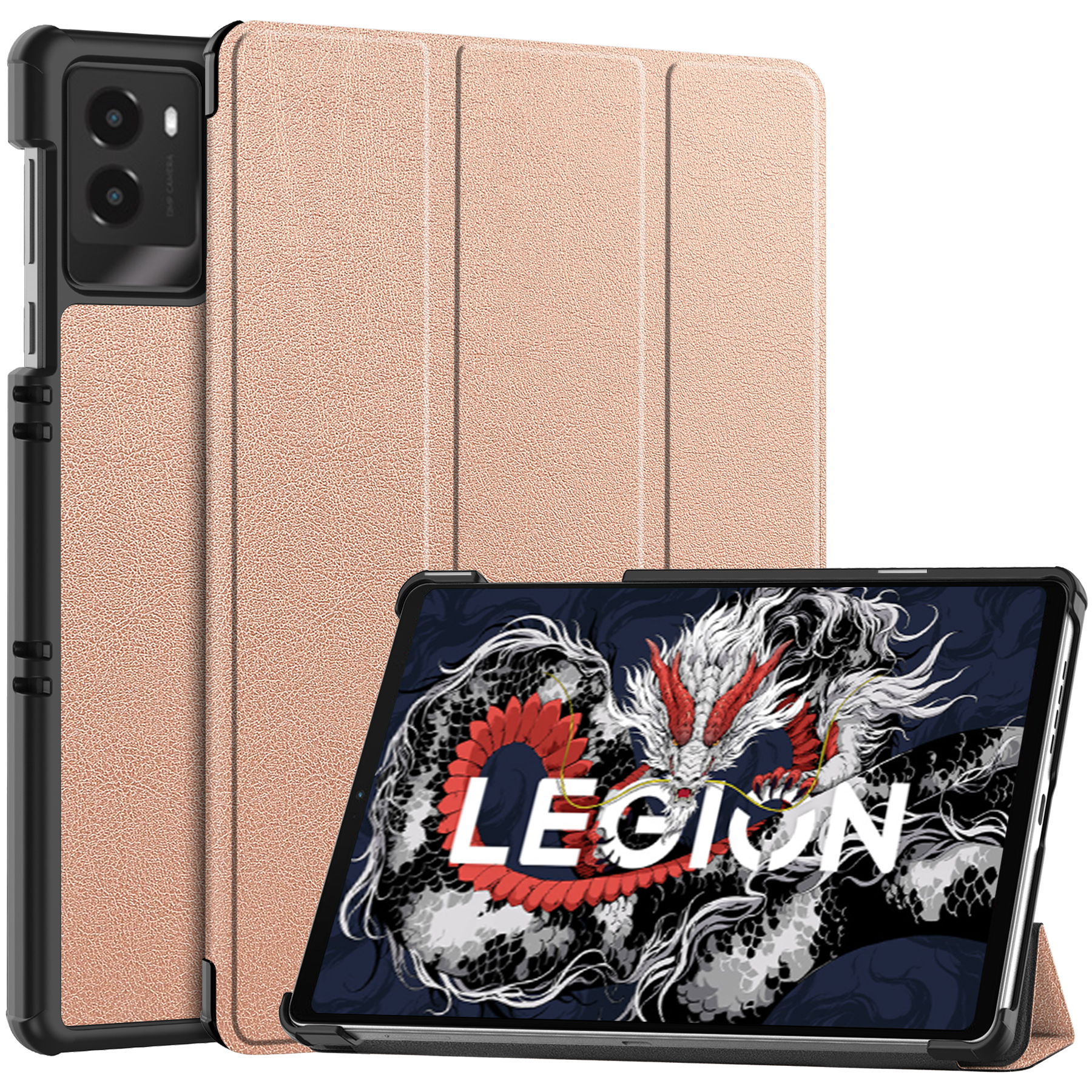 Case2go - Tablet hoes geschikt voor Lenovo Legion Y700 (2025) - 8.8 Inch - Tri-Fold Book Case - Auto Wake/Sleep functie - Rosé Goud afbeelding