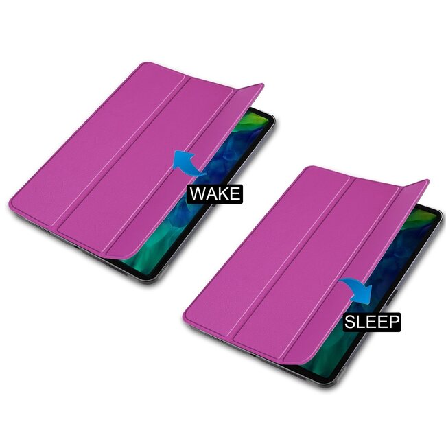 Tablet hoes voor Apple iPad Pro 2021 / 2020 tri-fold hoes - Case met Auto Wake/Sleep functie - Paars