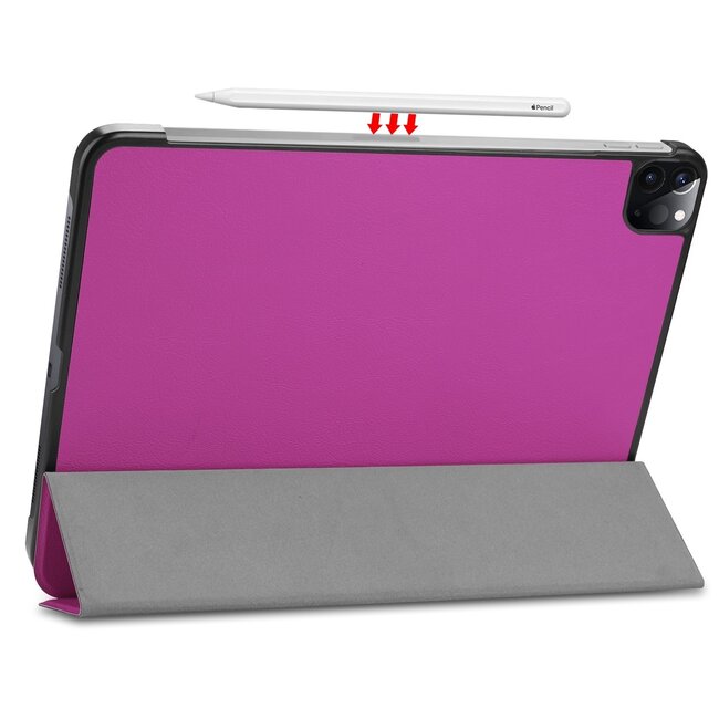 Tablet hoes voor Apple iPad Pro 2021 / 2020 tri-fold hoes - Case met Auto Wake/Sleep functie - Paars