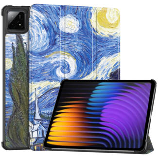 Case2go Case2go - Tablet hoes geschikt voor Xiaomi Redmi Pad SE 8.7 (2024) - Tri-fold hoes met Auto/Wake Functie - 8.7 inch - Sterrenhemel
