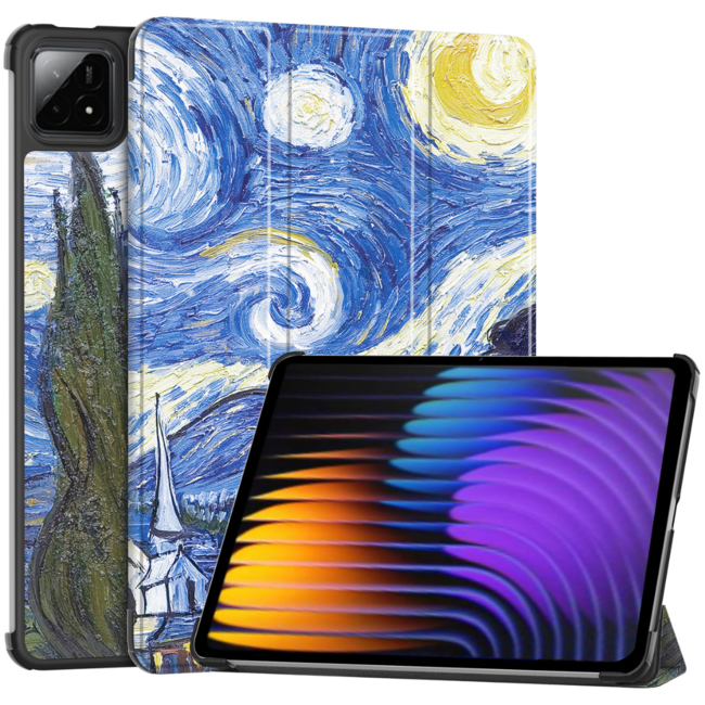 Case2go - Tablet hoes geschikt voor Xiaomi Redmi Pad SE 8.7 (2024) - Tri-fold hoes met Auto/Wake Functie - 8.7 inch - Sterrenhemel