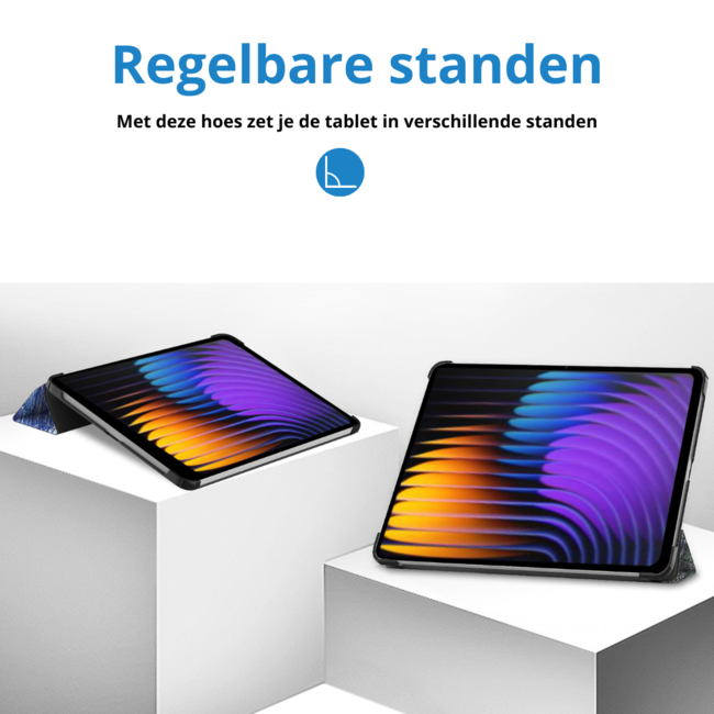 Case2go - Tablet hoes geschikt voor Xiaomi Redmi Pad SE 8.7 (2024) - Tri-fold hoes met Auto/Wake Functie - 8.7 inch - Sterrenhemel