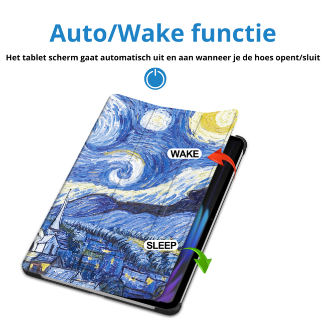Case2go - Tablet hoes geschikt voor Xiaomi Redmi Pad SE 8.7 (2024) - Tri-fold hoes met Auto/Wake Functie - 8.7 inch - Sterrenhemel