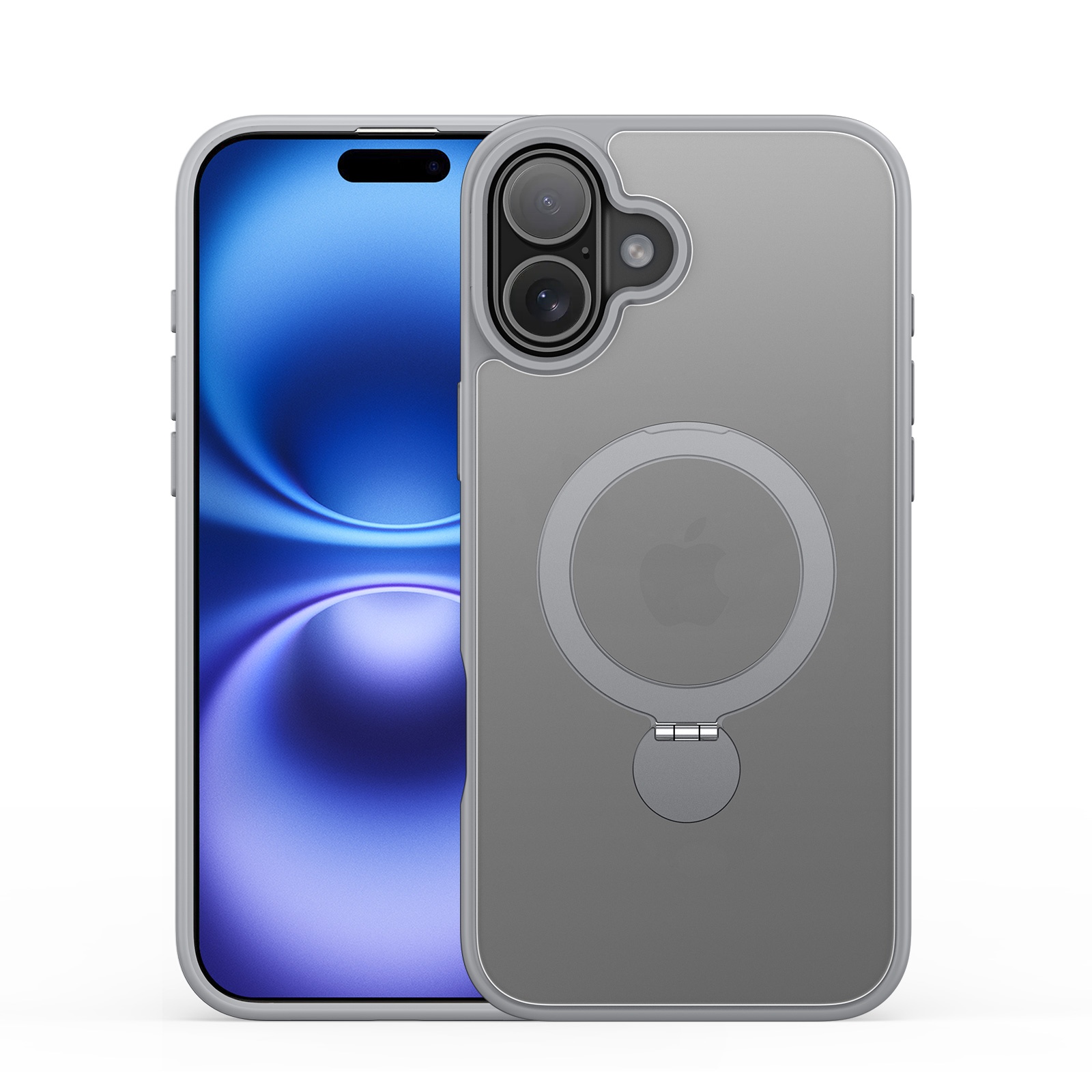 Dux Ducis - Telefoon hoesje geschikt voor de Apple iPhone 16 Plus - Back Cover - Geschikt voor Magsafe - Met Magnetische Stand - Grijs afbeelding