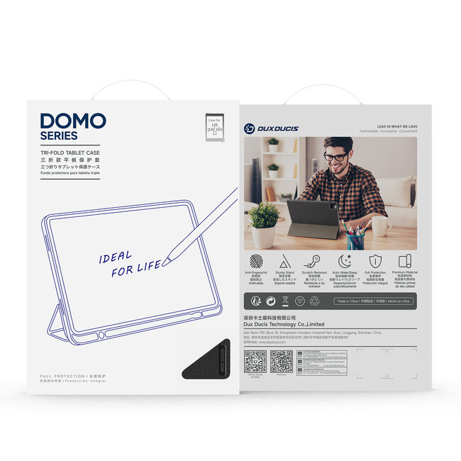 Dux Ducis - Tablet hoes geschikt voor Honor Pad X8a - Domo Tri-fold Case - Auto Wake/Sleep functie - Zwart