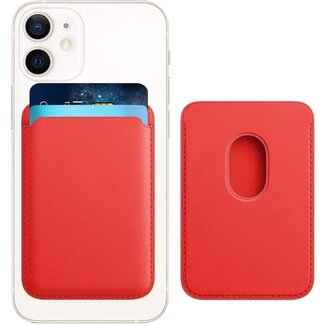 Case2go Magnetische Pasjeshouder - Geschikt voor iPhone 12/13/14/15/16 serie - Wallet Case Kaarthouder - PU Leer - Rood
