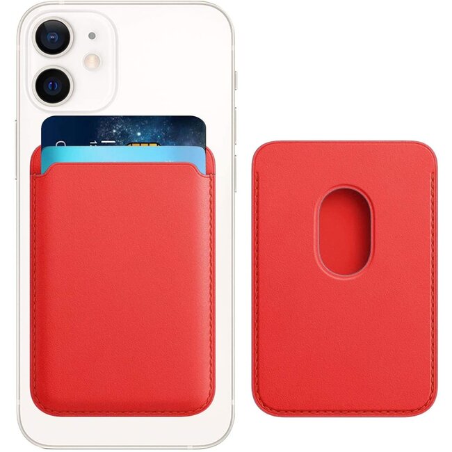 Magnetische Pasjeshouder - Geschikt voor iPhone 12/13/14/15/16 serie - Wallet Case Kaarthouder - PU Leer - Rood
