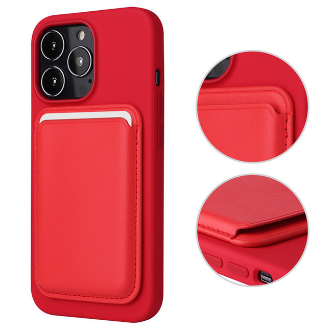 Magnetische Pasjeshouder - Geschikt voor iPhone 12/13/14/15/16 serie - Wallet Case Kaarthouder - PU Leer - Rood
