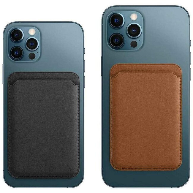 Magnetische Pasjeshouder - Geschikt voor iPhone 12/13/14/15/16 serie - Wallet Case Kaarthouder - PU Leer - Bruin