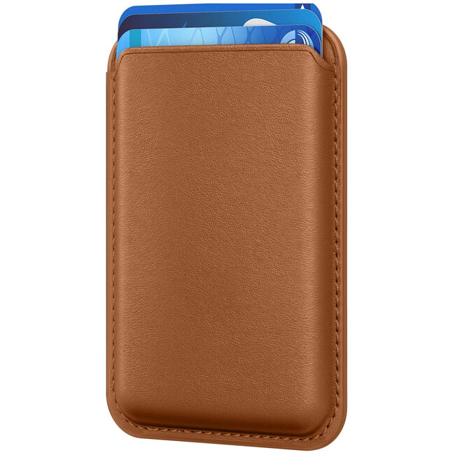 Magnetische Pasjeshouder - Geschikt voor iPhone 12/13/14/15/16 serie - Wallet Case Kaarthouder - PU Leer - Bruin