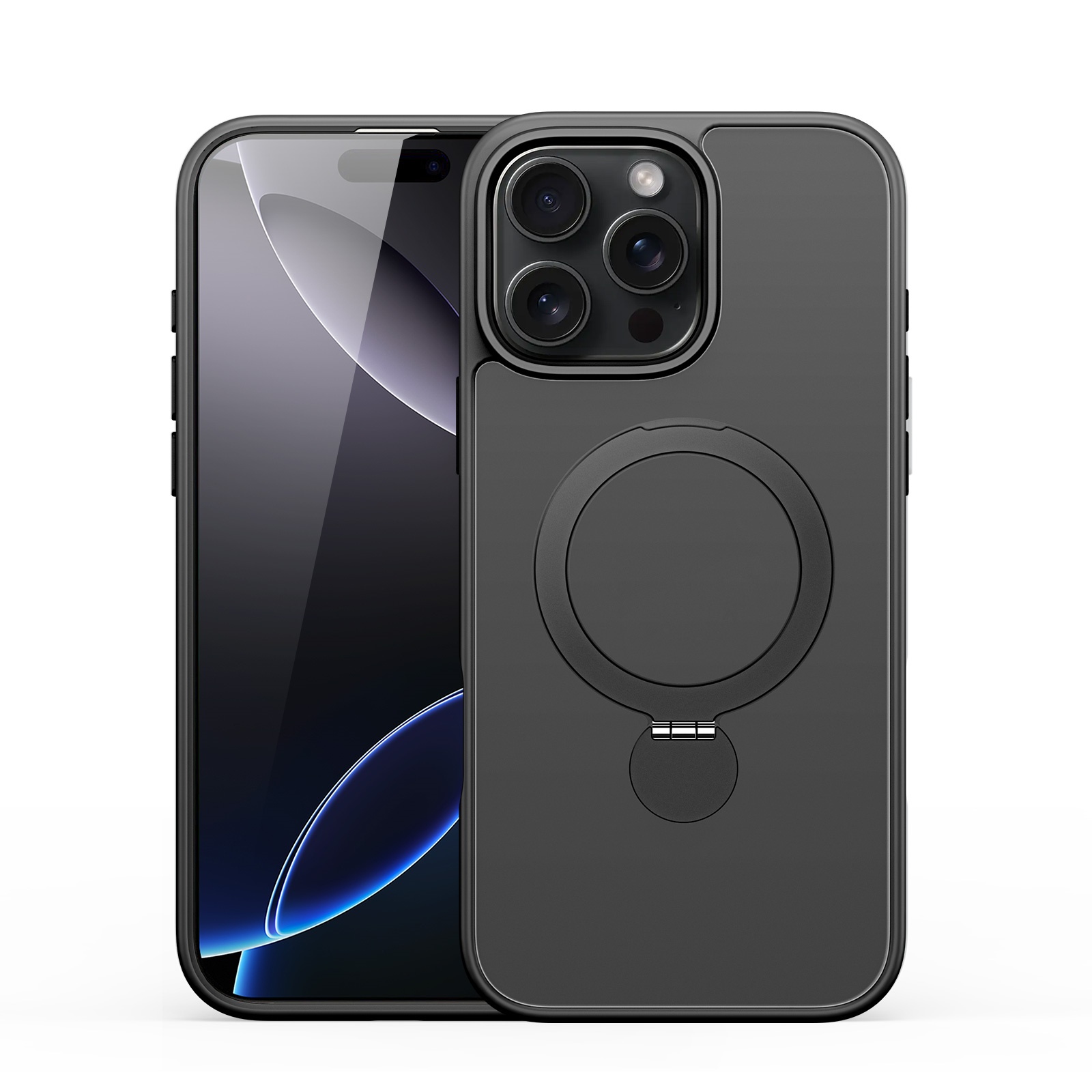 Dux Ducis - Telefoon hoesje geschikt voor de Apple iPhone 16 Pro Max - Back Cover - Geschikt voor Magsafe - Met Magnetische Stand - Zwart afbeelding